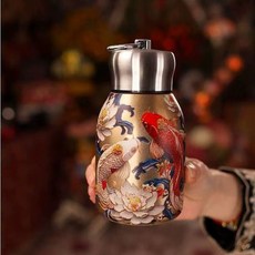 新款印花國潮迷你316不鏽鋼保溫杯, 國風金鯉魚, 1套, 300ml