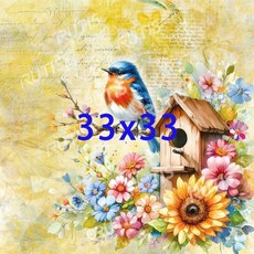 蝶谷巴特餐巾紙 藝術紙 花鳥圖案, 1個, 33x33 大圖