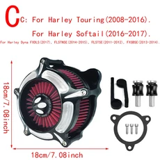 RSD 오토바이 CNC 터빈 공기 청정기 필터 흡입구 할리 스포츠스터 다이나 소프테일 투어링 스트리트 글라이, 09 Red Filter C