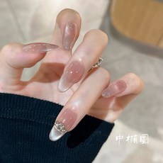 純手工 冰透貓眼 穿戴甲 指甲貼片, 1個, 冰透諾言,M