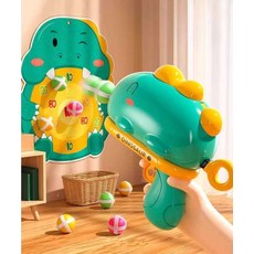 토이슈팅건 소프트볼 핸드건 틱톡 찍찍이 공룡 총, 1개, 4. 초록 공룡 건(볼 6개+과녁+걸이)