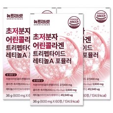 뉴트리셋 트리펩타이드 콜라겐 식약청인증 HACCP 초저분자 어린 GPH 레티놀A 케라틴, 3박스, 60정