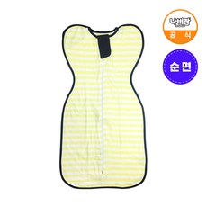 나비잠 신생아 겨울 아기 속싸개 순면 모로반사 방지 조리원 사계절 옐로우 스트라이프 M 1개 출산 선물