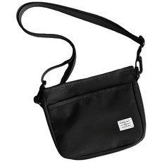 日系休閒帆布斜背側背包, 黑色