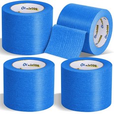4롤 블루 페인팅 테이프 벌크 3인치 x 60야드 총 240야드 잔여물 없음 벽 아티스트 트림 가장자리 마감 장식 DIY 용품, 4In x 60Y - 4Pack, Blue