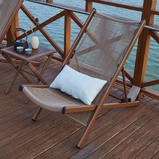 Tixpra 통풍 좋은 로프 디자인 접이식 체어 야외 발코니 캠핑 휴식 의자 휴대용 릴렉싱 체어, 1개, 월낫 5단 조절 가능