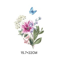 이로나 수채화 플라워 열전사 스티커 전사지 의류 가방 파우치 DIY, 1개, 스프링 믹스플라워