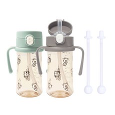 [돌고 돌아 베베락]아이와 PPSU 원터치 추&빨대컵 270ml(2P), 추&빨대컵 270(초코1P+딥그린1P), 1개, 270ml