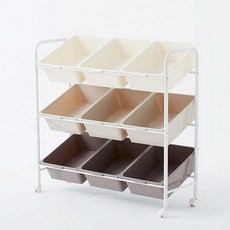 한샘 모리 트롤리 오픈형 3단 장난감 기저귀 정리함, 1세트, 화이트+아이보리+베이지+브라운