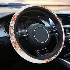 여성용 남성용 자동차 스티어링 휠 커버 미끄럼 방지 통기성 귀여운 스티어링 휠 옐로우 데이지 스티어링 휠 프로텍터 자동차 액세서리 범용 35.6cm(14인치) 02/2-, 핑크 후워