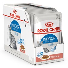 로얄캐닌 어덜트 고양이 그레이비 인도어 습식 파우치 사료, 닭+돼지, 85g, 12개