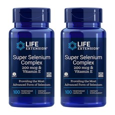 LIFE EXTENSION 超級硒複合物&維他命E素食膠囊, 100顆, 2罐