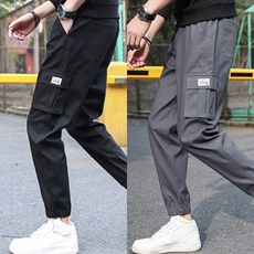 남성 카고 조거 팬츠 허리 밴딩 포켓 편안한 트레이닝 일상복 17번