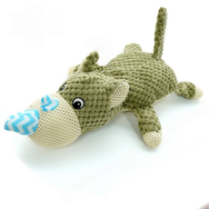 可愛恐龍造型寵物玩具，柔軟耐咬狗狗玩偶，互動清潔牙齒玩具, 綠色趴地犀牛, 1個