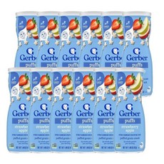 Gerber 거버 퍼프 딸기 사과 스낵 유아과자 42g, 12개