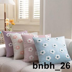 台灣出貨 抱枕 毛巾絨繡花抱枕高端家用加厚沙發靠墊公主房小清新床頭靠背墊枕頭, 花朵紫,45*45cm【單獨枕套】