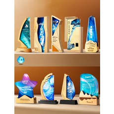 한행 원목골프트로피 우승 우수사원 트로피제작 문구, 떠서