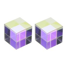 물리 교육용 빔 분할을 시연하는 PATIKIL 2개 큐브 프리즘 30mm K9 크리스탈 분산 광학 유리 X-큐브 미니 피규어 홈 데코 사진 소품 AB 컬러