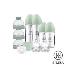 Simba 小獅王辛巴 蘊蜜質金玻璃寬口奶瓶套組, 1個, 綠沐+送奇哥紙袋