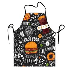 주방 가사 작업용으로 방수 처리된 패셔너블한 슈퍼 햄버거 패턴 앞치마 사이즈, 1개, 2. 2510171146 / D. 66x81cm2...