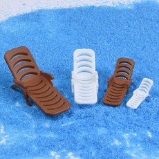 沙灘躺椅戶外景觀擺件椅子沙盤建築模型製作工具輔料，微縮景觀模型材料，打造迷你度假風情, 木色沙灘椅1:75, 1個