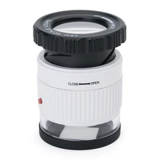 돋보기 30배 조절 가능한 확대경 LED 스케일 루페 금속 실린더 거울 포함 소형 독서용 보석, 02 하얀색