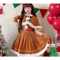 WULA烏拉 聖誕披肩連衣裙 聖誕麋鹿裝 女聖誕服裝 紅色聖誕裙 聖誕節派對服