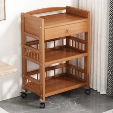 원목트롤리 우드 3단 이동식 스탠딩 웨건 트레이 플로어 수납선반, 2. A타입 3단 50cm