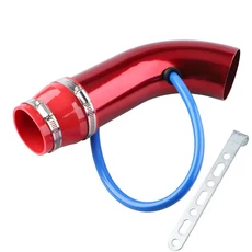 3 인치 76mm 범용 알루미늄 자동차 공기 흡입 파이프 키트 시스템 덕트 튜브 에어 필터 레드 블루 실버, 03 Red, 1개
