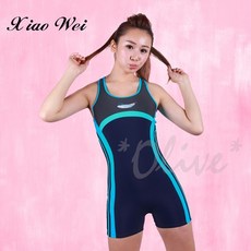 小薇的店 舒沛品牌 俐落線條側邊四角連身泳裝 (M-EL) 時尚顯瘦, XL