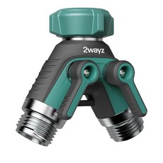 2WAYZ 듀얼 콘센트 워터 호스 스플리터 - 튼튼한 황동 Y 커넥터 360° 회전 쉬운 설치 수도꼭지 익스텐더가 있는 누출 방지 디자인 정원 세탁기 야외 수도꼭지에, Premium 2 Way