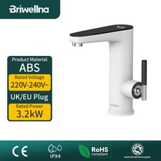 브리웰나 인스턴트 온수 수도꼭지 건메탈 그레이 전기 주방용 220V 흐르는 온수기, 유럽 연합, BP11 White