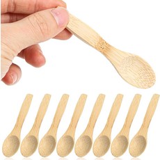 마보르 미니 나무 숟가락 8개 항아리용 3.54인치 작은 꿀 주방 요리 향신료 및 조미료용 대나무 티스푼