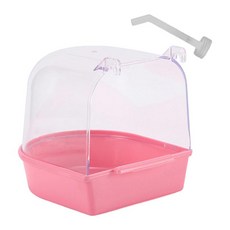 YSSHOP 앵무새 목욕통 물 샤워기 먹이통 놀이터 다용도 앵무새 목욕 상자 (코카티엘 잉꼬 카나리아용), 13cm x 13cm x 13.5cm, ABS pp pcv, 분홍색