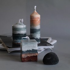 오브제 집들이 제주 스타일 캔들, 1개, 1L, 비취 사각형 6x6cm