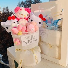 聖誕節禮物庫洛米玩偶卡通花束公仔永生花生日禮物送女生朋友閨蜜, 加大款KT貓+禮袋燈