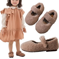 스토리원 아동 뽀글 방한 털 메리제인 키즈 로퍼 U-KIDSH010