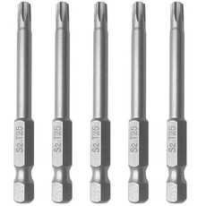 Generic T25 Torx 스크루 드라이버 비트 10개 0.6cm(1/4인치) 육각 섕크 65mm 길이 S2 스틸 마그네틱 톡스 세트 도구 실버 120979