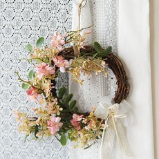 에이프릴 조화꽃 리스 1P 벽장식 인테리어 장식 소품, 상품선택, 화이트계열, 화이트계열