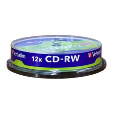 버바팀 CD-RW 10P CAKE 700MB 12배속 10장 공디스크, [케익통/10매], 1개
