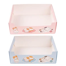 一次性貓砂盆 方便清潔 輕巧易攜帶 環保材質 可愛貓咪圖案, 粉色, 1個