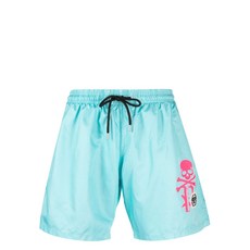 필립플레인 로고 프린트 스윔 쇼츠, 블루계열