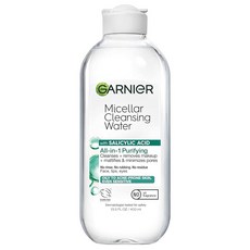 Garnier 살리실산이 함유된 미셀라 워터 올인원 매티파잉 페이셜 클렌저 및 메이크업 리무버 지성 여드름 피부용 390ml(13.5온스) 204752, 13.5 Fl Oz (Pack of 1)