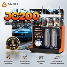 ANCEL JC200 인젝터 클리닝 머신 듀얼 채널 툴 테스트 내장 에어 펌프 (12V 자동차/오토바이용)