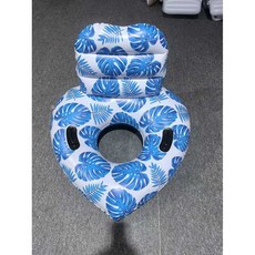 充氣浮床 戶外水上靠背躺椅 日光浴漂流浮排, 藍色大樹葉）,100*103*80CM
