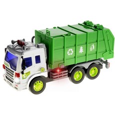 [4] PowerTRC 쓰레기 트럭 장난감 쓰레기 트럭 마찰 구동 유아 쓰레기 트럭 장난감 재활용 트럭 빛과 소리 포함 (그린)