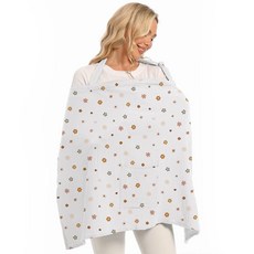 Wimst 모슬린 수유 커버 여성용 모유 수유 부드럽고 통기성이 좋은 모유 수유 커버 수유 앞치마용 단단한 후프 포함(꽃-A), Flower-B