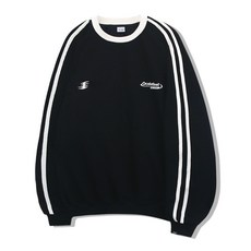 OCELOT [기모출시] A19 그래픽 배색 래글런 맨투맨 블랙화이트 278597