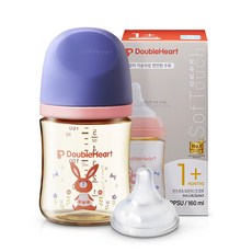 더블하트 모유실감 3세대 PPSU 디어프렌즈 젖병, 놀러올래빗(S젖꼭지포함), 1개, 160ml