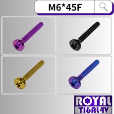 ROYAL 鈦合金螺絲 M6*45F P:1.0 飛碟頭螺絲 四色可選, 幻彩藍, 1個
